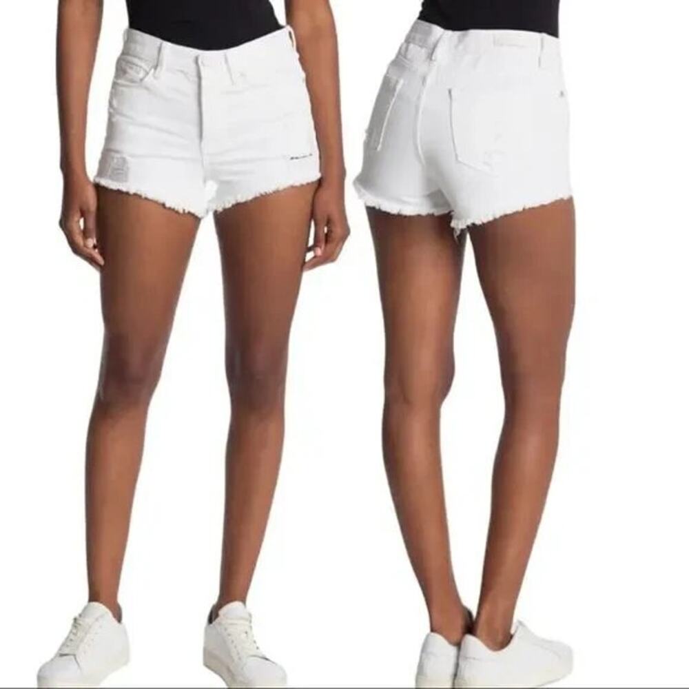 BlankNYC Button Fly Distressed High Rise Cut-Off Shorts White 29